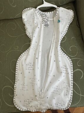 Love to Dream White and Gray Infant Swaddle Zip-Up